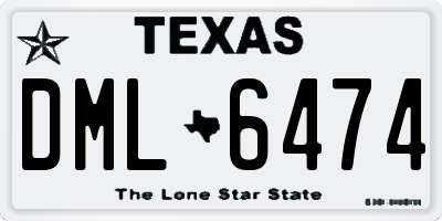 TX license plate DML6474