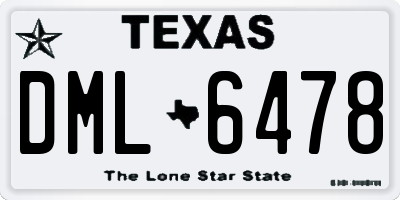 TX license plate DML6478