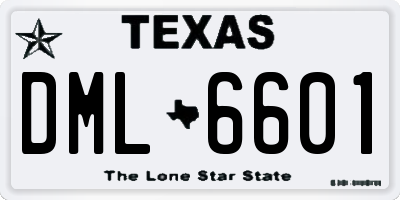 TX license plate DML6601