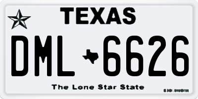 TX license plate DML6626