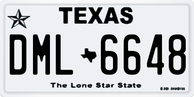 TX license plate DML6648