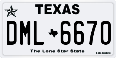 TX license plate DML6670