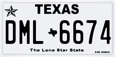 TX license plate DML6674