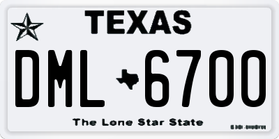 TX license plate DML6700