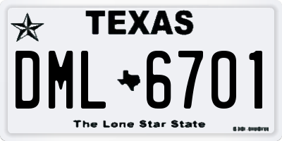 TX license plate DML6701
