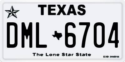 TX license plate DML6704