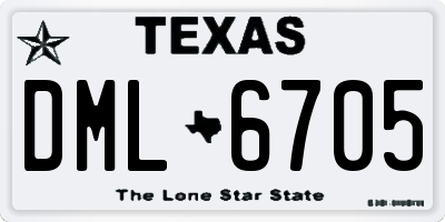 TX license plate DML6705