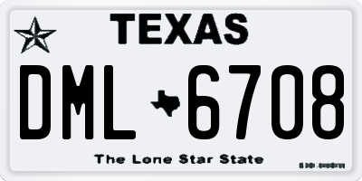 TX license plate DML6708