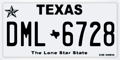 TX license plate DML6728