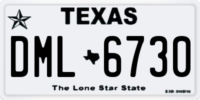 TX license plate DML6730