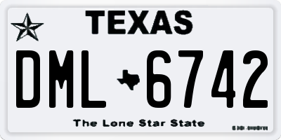 TX license plate DML6742