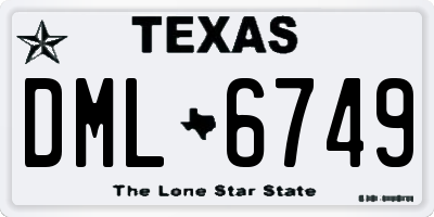 TX license plate DML6749