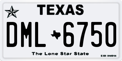 TX license plate DML6750