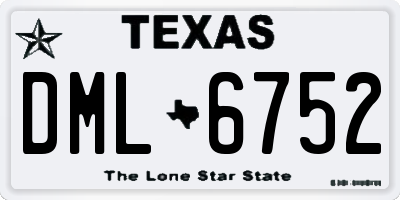 TX license plate DML6752