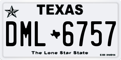 TX license plate DML6757