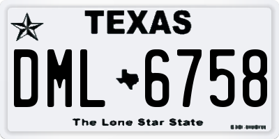 TX license plate DML6758