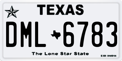 TX license plate DML6783
