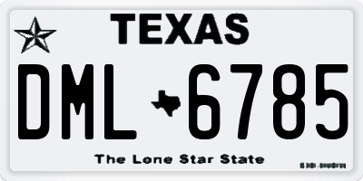 TX license plate DML6785