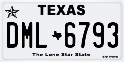 TX license plate DML6793