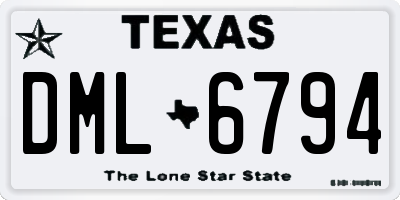 TX license plate DML6794
