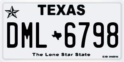 TX license plate DML6798