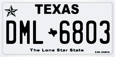 TX license plate DML6803