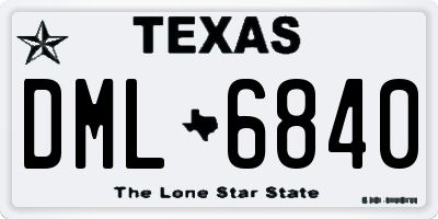 TX license plate DML6840