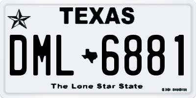 TX license plate DML6881