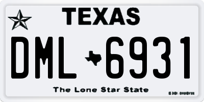 TX license plate DML6931