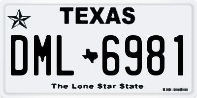 TX license plate DML6981