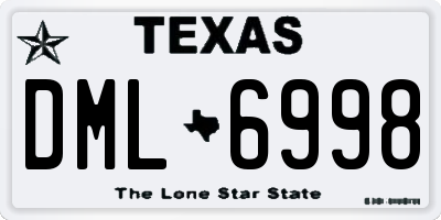 TX license plate DML6998