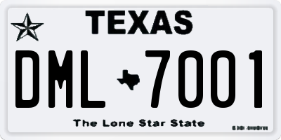 TX license plate DML7001