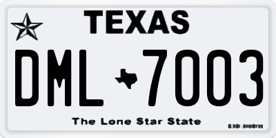 TX license plate DML7003