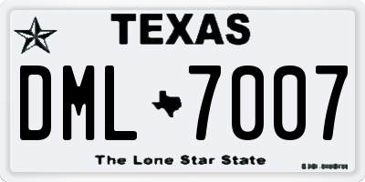 TX license plate DML7007