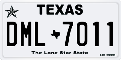 TX license plate DML7011