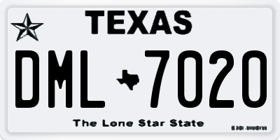 TX license plate DML7020