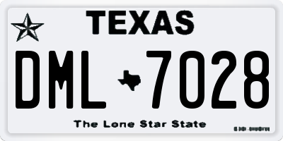 TX license plate DML7028