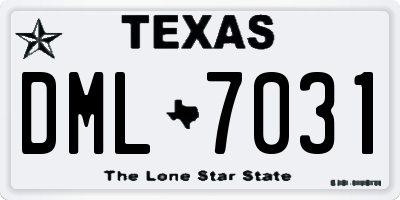 TX license plate DML7031
