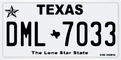 TX license plate DML7033