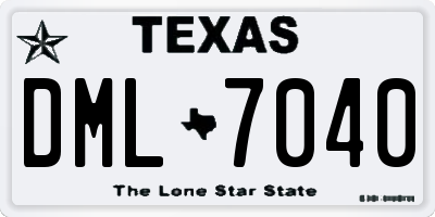 TX license plate DML7040