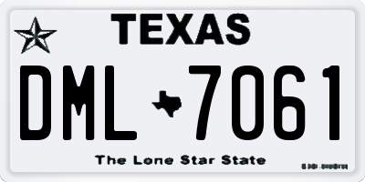 TX license plate DML7061