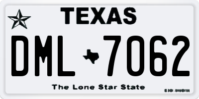 TX license plate DML7062