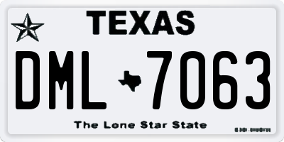 TX license plate DML7063