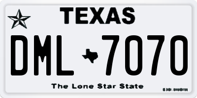 TX license plate DML7070