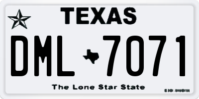 TX license plate DML7071