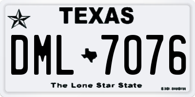 TX license plate DML7076