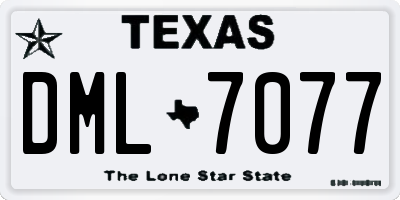 TX license plate DML7077