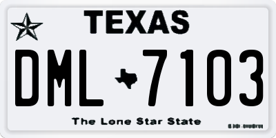 TX license plate DML7103