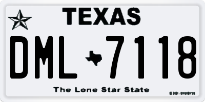 TX license plate DML7118