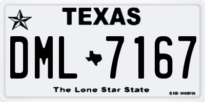 TX license plate DML7167